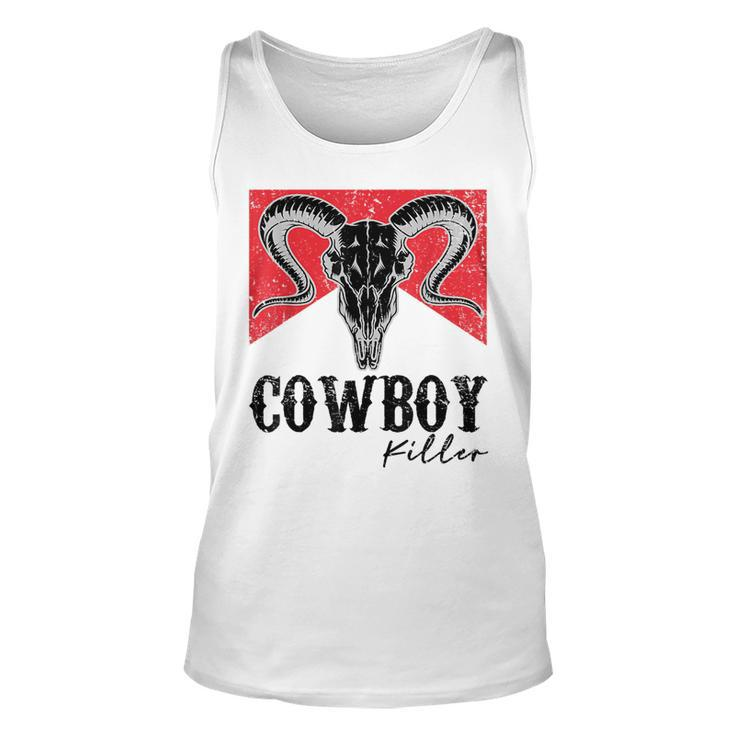 Punchy Cowboy Killer Bull Horn Vintage Western Cowgirl Rodeo Rodeo Tank Top
