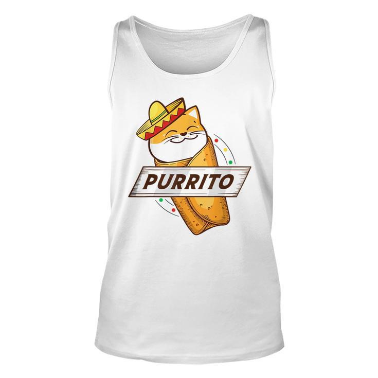 Purrito Cat Wearing A Sombrero In A Mexican Burrito Funny  Unisex Tank Top