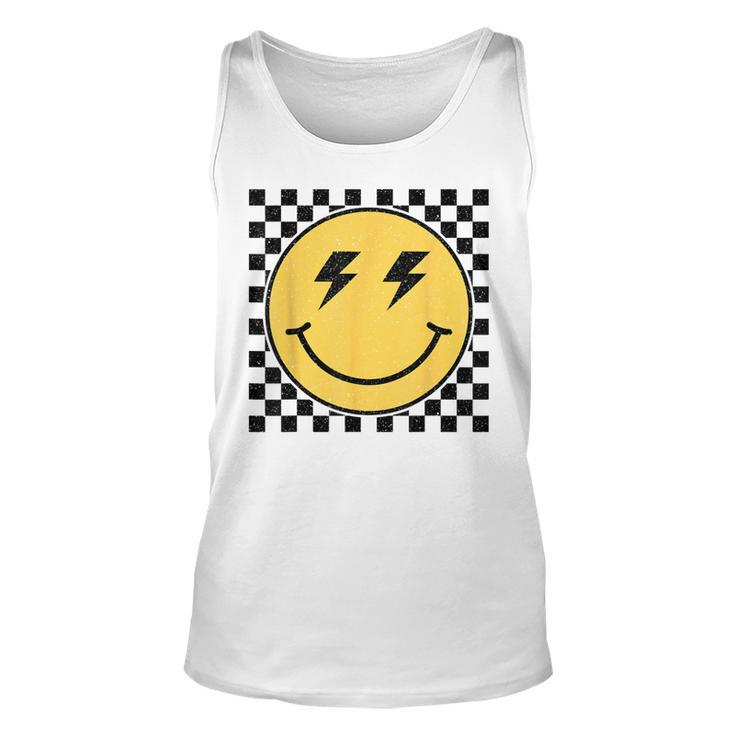 Retro Happy Face Checkered Pattern Smile Face Trendy Smiling Tank Top