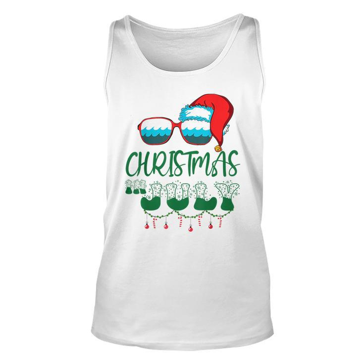 Santa Hat Sunglasses Summer Vacation Christmas In July Tank Top