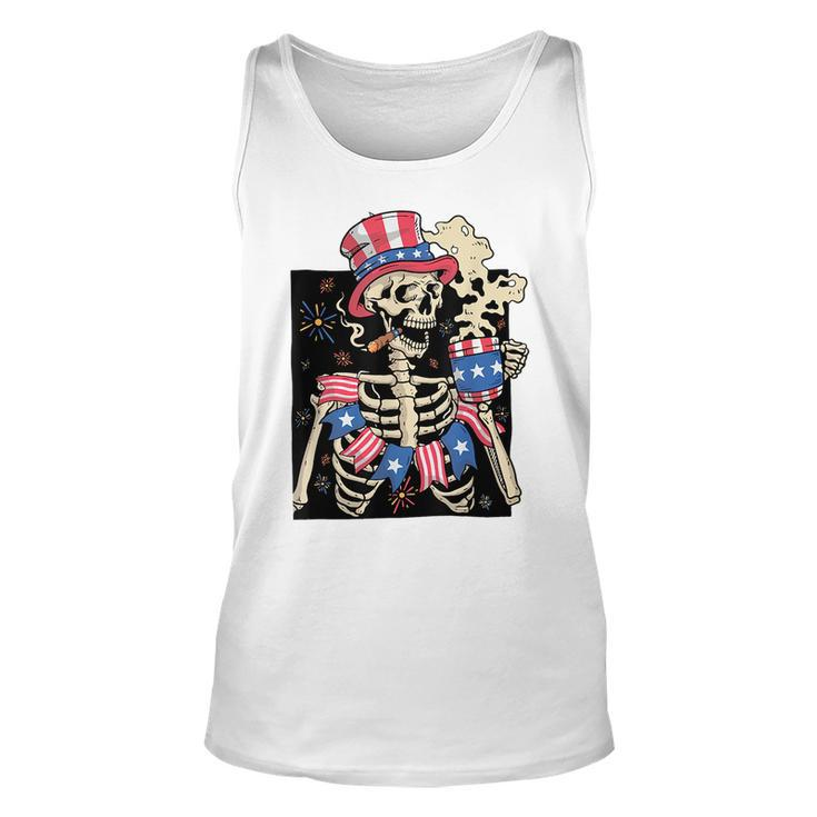 Skeleton American Flag Happy Independence Day  Unisex Tank Top