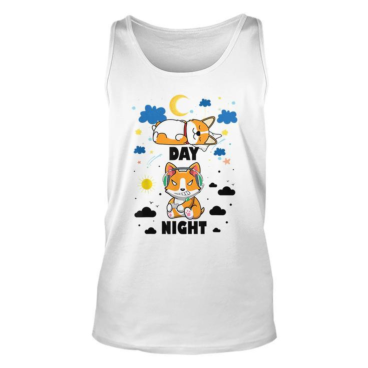 Sleep All Day Play Games All Night Dog Night Corgi Pc Gamer Tank Top