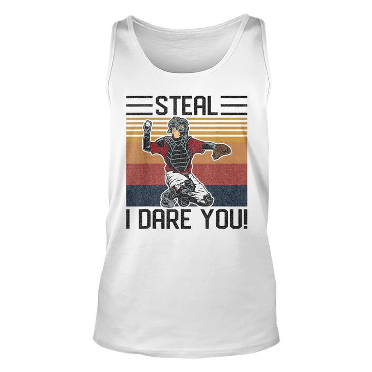 Steal I Dare You Catcher Vintage Baseball Player Lover Baseball Tank Top
