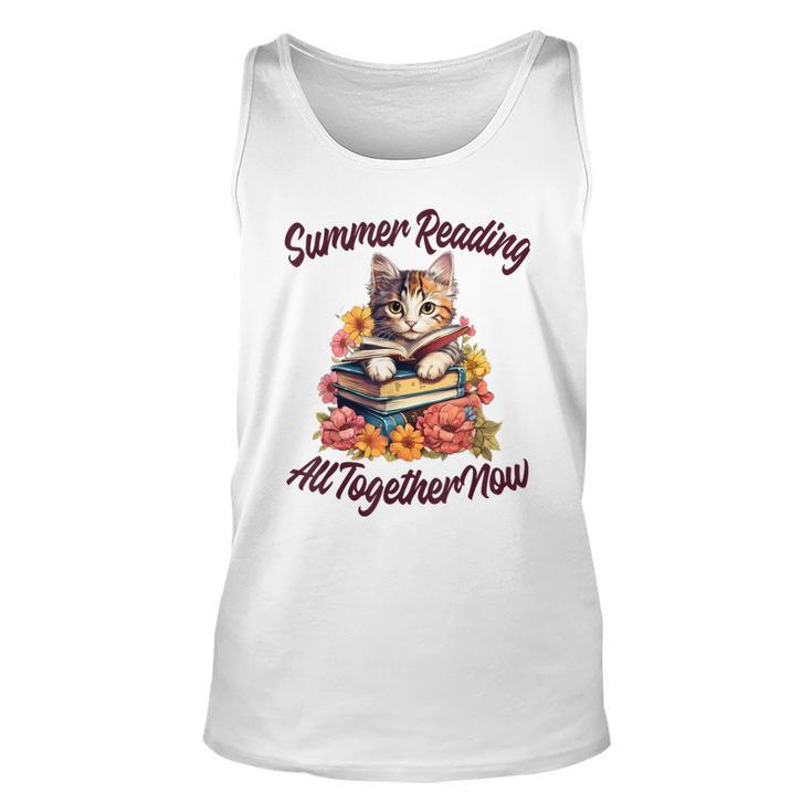 Summer Reading All Together 2023 Cat Books Now Library  Unisex Tank Top
