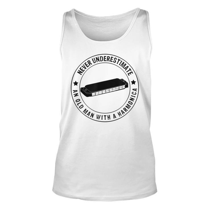 Never Underestimate An Old Man With A Harmonica Old Man Tank Top