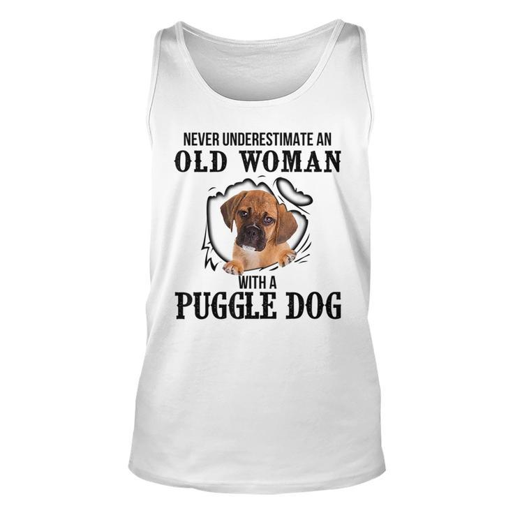 Never Underestimate An Old Woman With A Puggle Dog Old Woman Tank Top