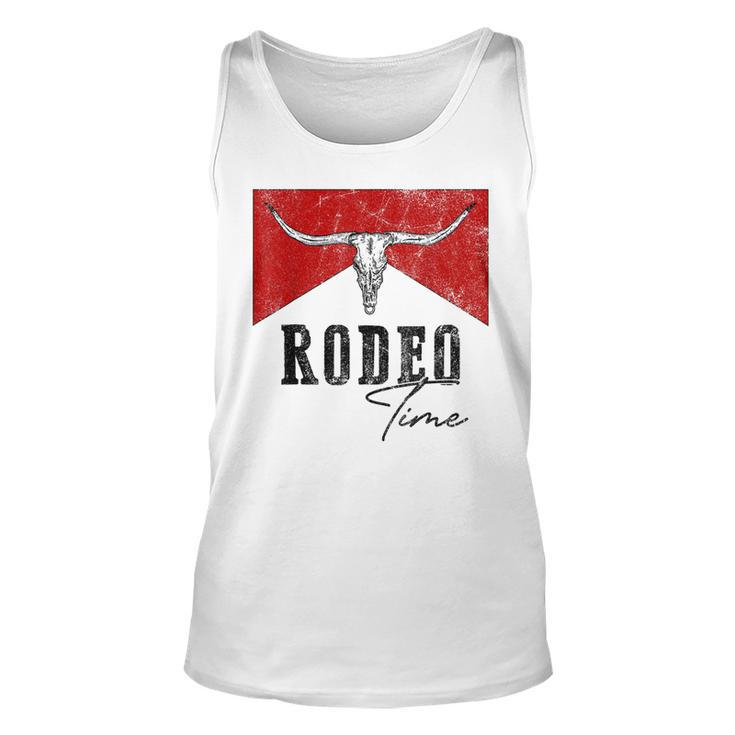 Vintage Bull Skull Western Life Country Rodeo Time  Unisex Tank Top