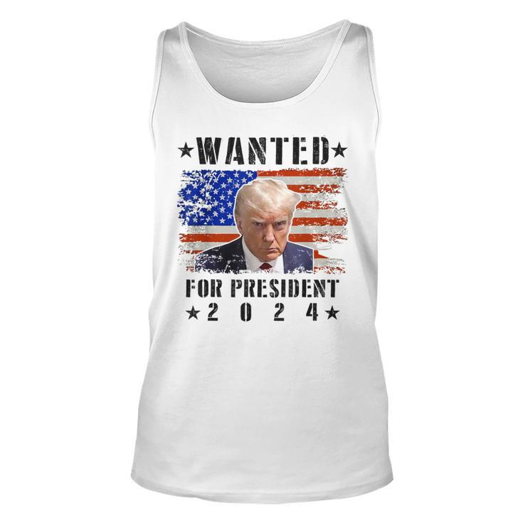 Wanted Donald Trump For President 2024 Trump Shot Flag Tank Top