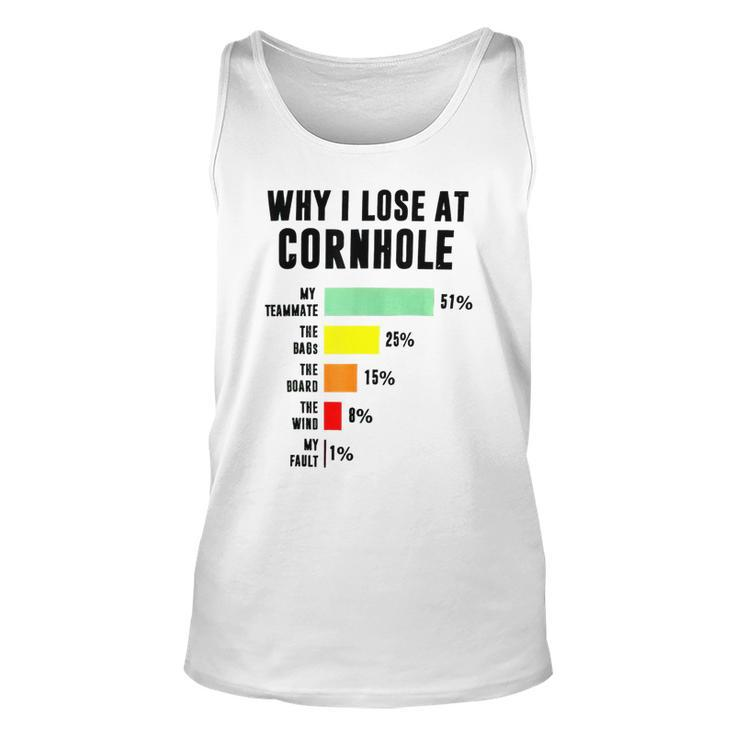 Why I Lose At Cornhole My Teammate 51 The Bags 25 Unisex Tank Top