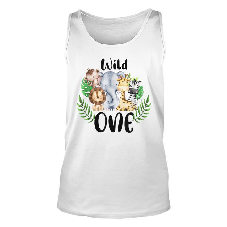 Wilde One Of The Wild One Zoo Birthday Safari Jungle Animal  Unisex Tank Top