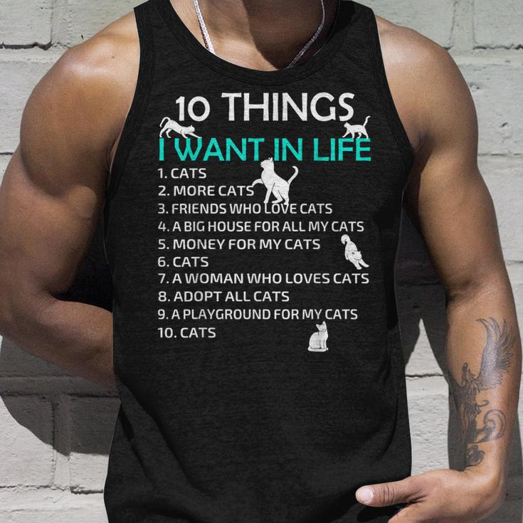10 Things I Want In My Life Cats More Cats Kitty Cat Lovers Unisex Tank Top Gifts for Him