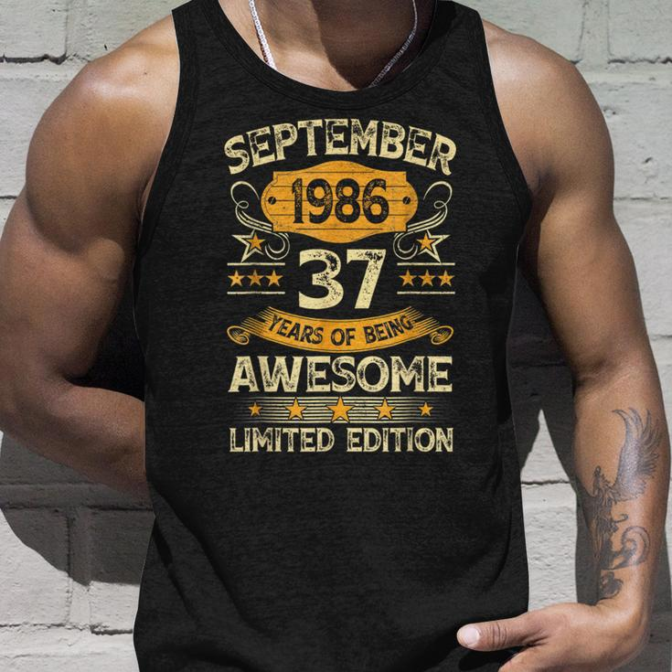 37 Years Old Vintage September 1986 37Th Birthday Tank Top Gifts for Him