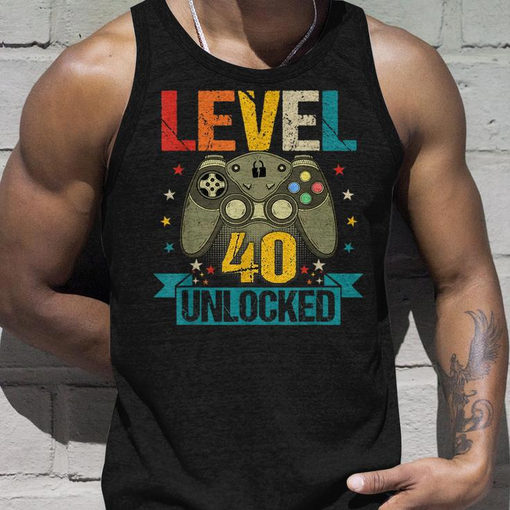 40Th Birthday 40 Year Old Men Level 40 Unlocked Video Gamer Unisex Tank Top Gifts for Him