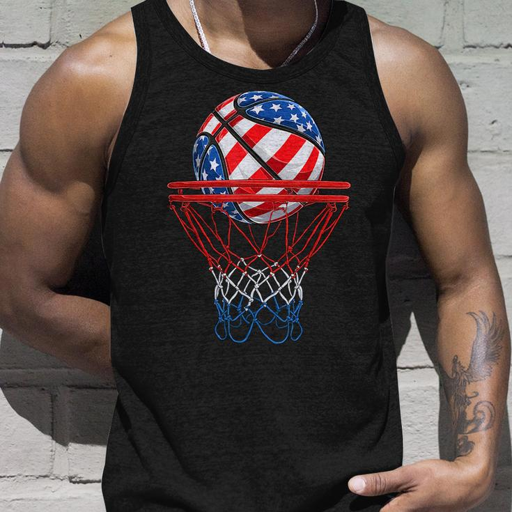 4Th Of July American Patriotic Basketball Us Flag Men Boys Patriotic Tank Top Gifts for Him