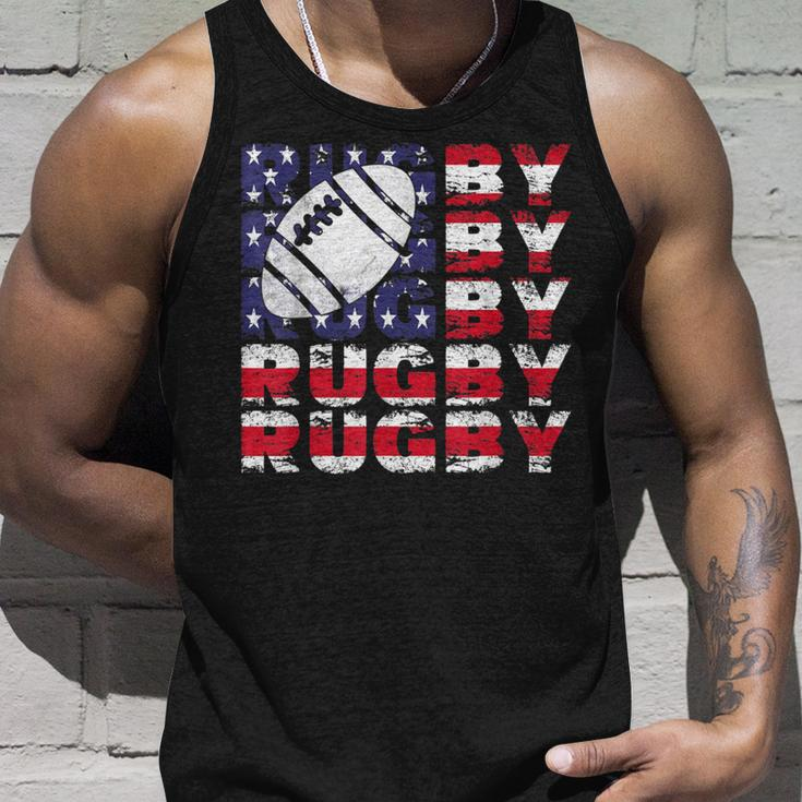 4Th Of July Rugby American Flag Vintage Sports Patriotic Tank Top Gifts for Him