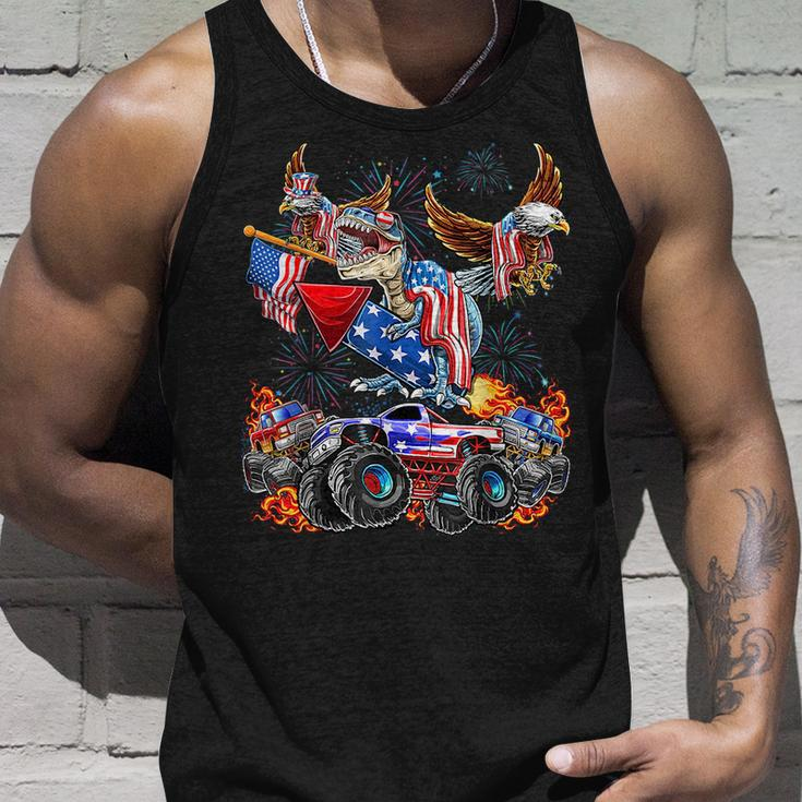 4Th Of July Dinosaur Monster Truck Bald Eagle American Flag Unisex Tank Top Gifts for Him