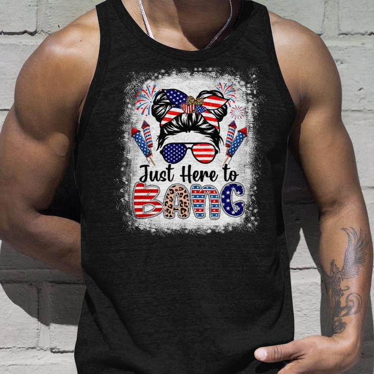4Th Of July Fireworks Just Here To Bang Messy Bun Sunglasses Unisex Tank Top Gifts for Him