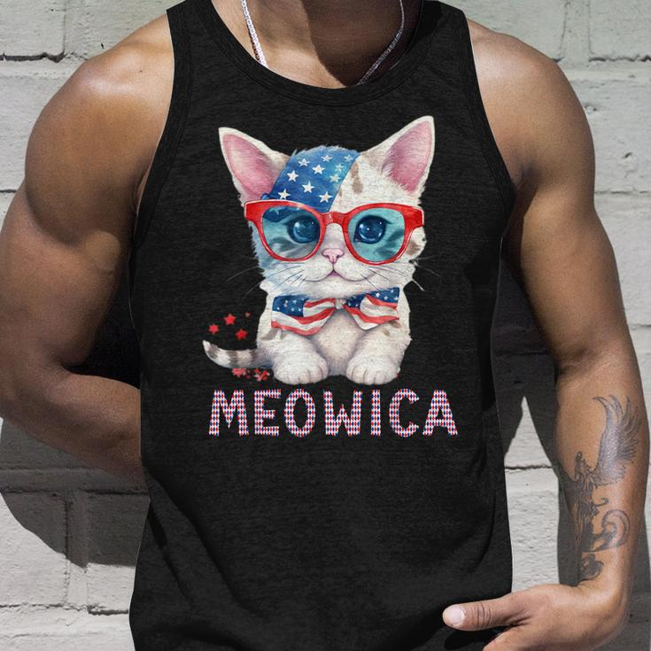 4Th Of July Meowicas Patriotic Graphic For Cat Lovers Unisex Tank Top Gifts for Him