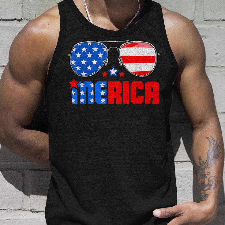 4Th Of July Shirt Merica Sunglasses All America Usa Flag Unisex Tank Top Gifts for Him