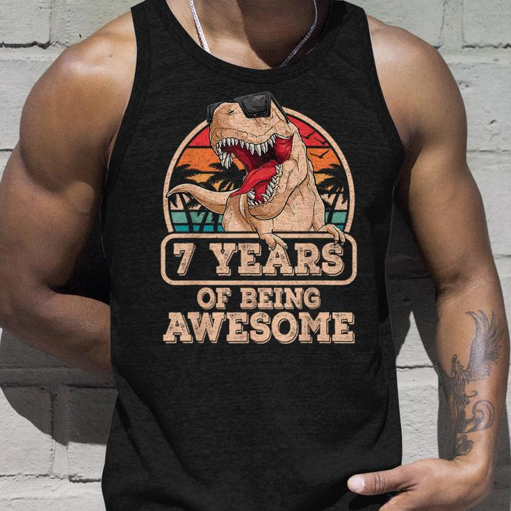 7 Years Of Being AwesomeRex Dinosaur 7Th Birthday Dino Unisex Tank Top Gifts for Him