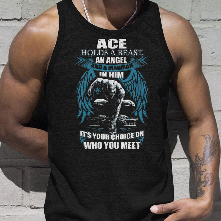 Ace Name Gift Ace And A Mad Man In Him V2 Unisex Tank Top Gifts for Him