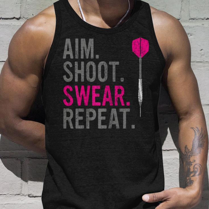 Aim Shoot Swear Repeat - Darts Unisex Tank Top Gifts for Him