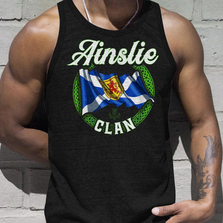 Ainslie Clan Scottish Last Name Scotland Flag Last Name Tank Top Gifts for Him