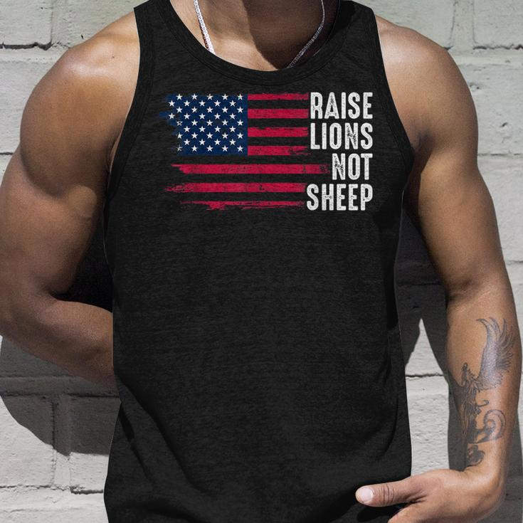 American Flag Patriot Raise Lions Not Sheep Patriotic Lion Unisex Tank Top Gifts for Him