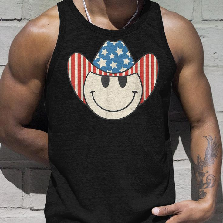 American Smile Face Cowboy Cowgirl 4Th Of July Howdy Rodeo Unisex Tank Top Gifts for Him