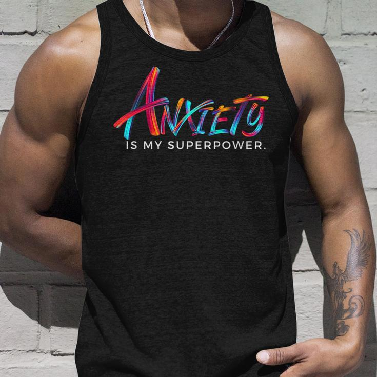 Anxiety Is My Superpower Mental Health Empowerment Unisex Tank Top Gifts for Him