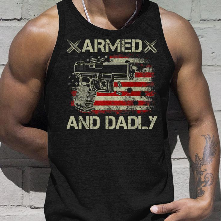 Armed And Dadly Funny Deadly Father Gift For Fathers Day Unisex Tank Top Gifts for Him