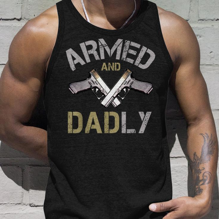 Armed And Dadly Funny Deadly Father Gifts For Fathers Unisex Tank Top Gifts for Him