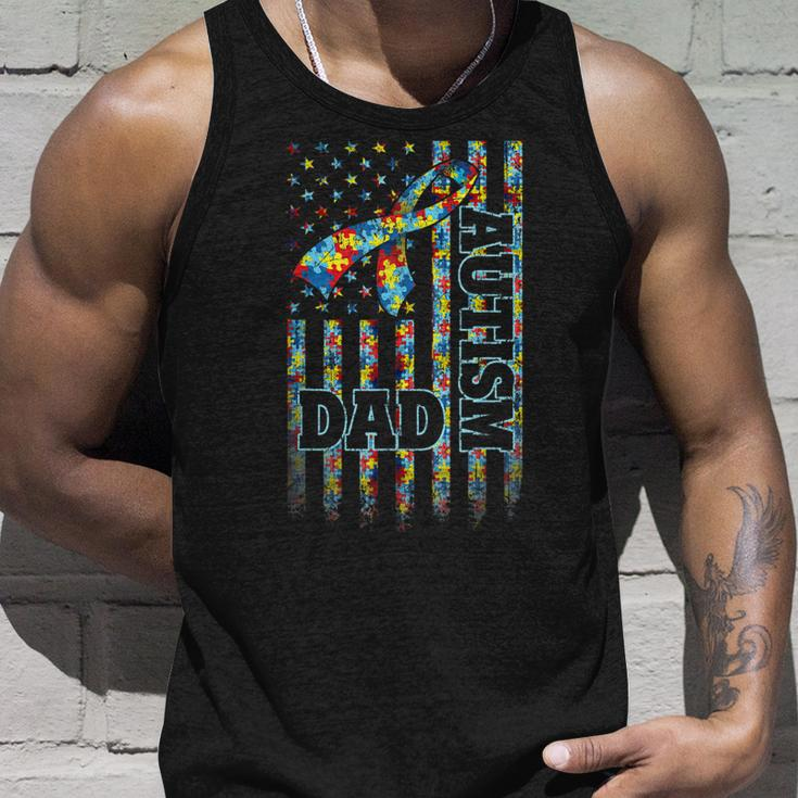 Autism Awareness Proud Autism Dad Vintage Us Flag Unisex Tank Top Gifts for Him