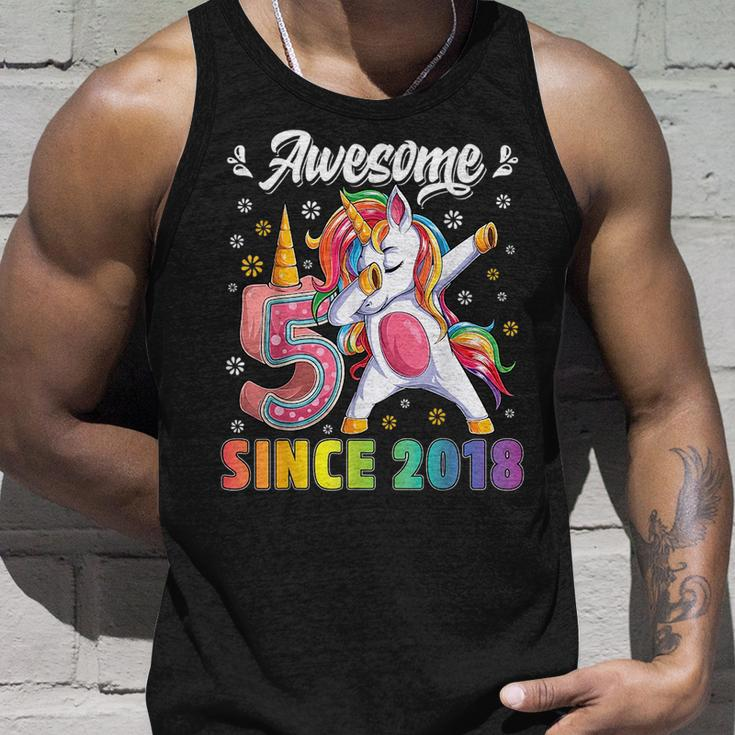Awesome Dabbing Unicorn Birthday 5 Year Old Girl 5Th B-Day Unisex Tank Top Gifts for Him