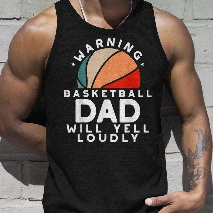 Basketball Dad Warning Funny Protective Father Sports Love Unisex Tank Top Gifts for Him