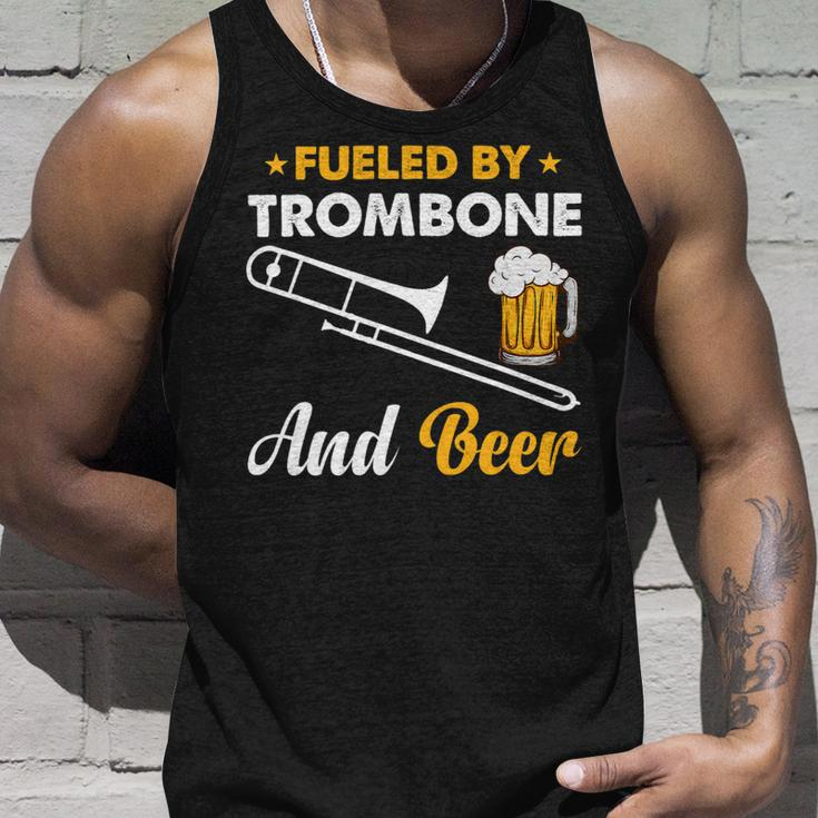 Beer Fueled By Trombone And Beer Trombone Musician Beer Drinker Unisex Tank Top Gifts for Him