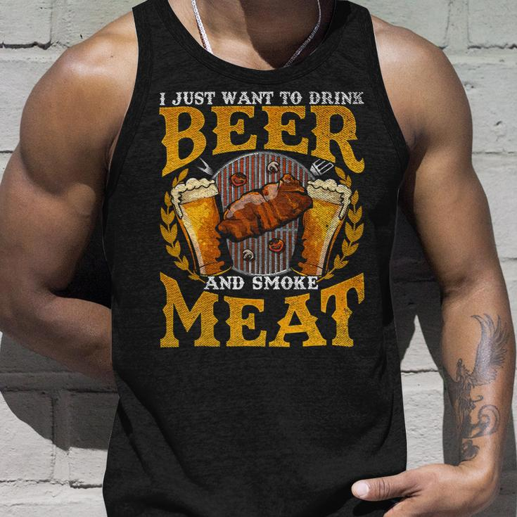 Beer Funny Bbq I Just Want To Drink Beer And Smoke Meat Barbecue70 Unisex Tank Top Gifts for Him