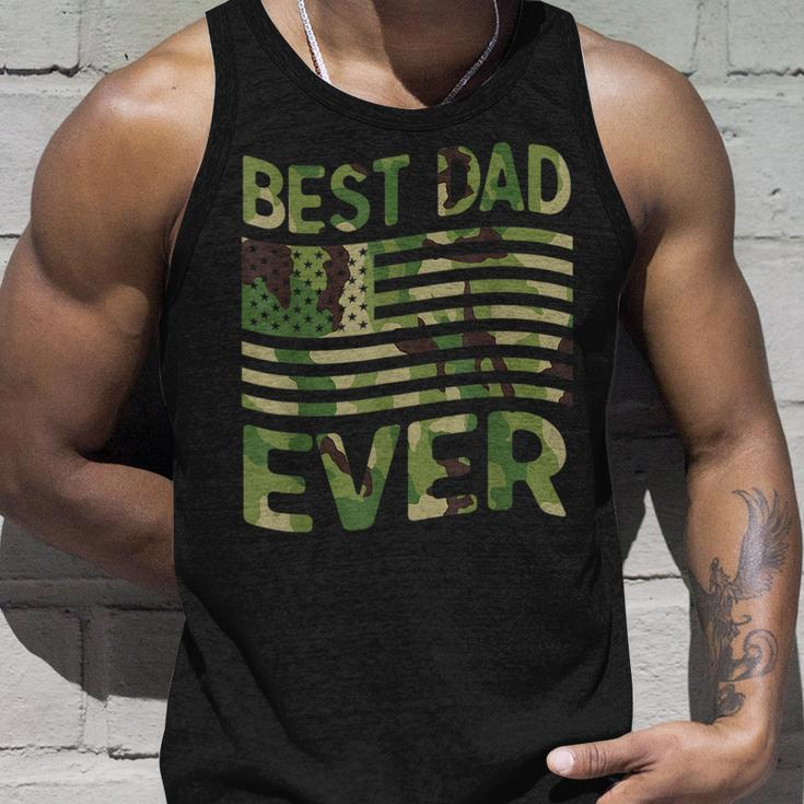 Best Dad Ever Fathers Day Gift American Flag Military Camo Unisex Tank Top Gifts for Him
