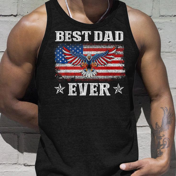 Best Dad Ever With Us American Flag Fathers Day Eagle Unisex Tank Top Gifts for Him