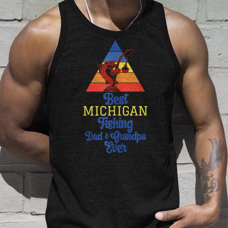 Best Michigan Fishing Dad And Grandpa Ever Dad Loves Fishing Tank Top Gifts for Him