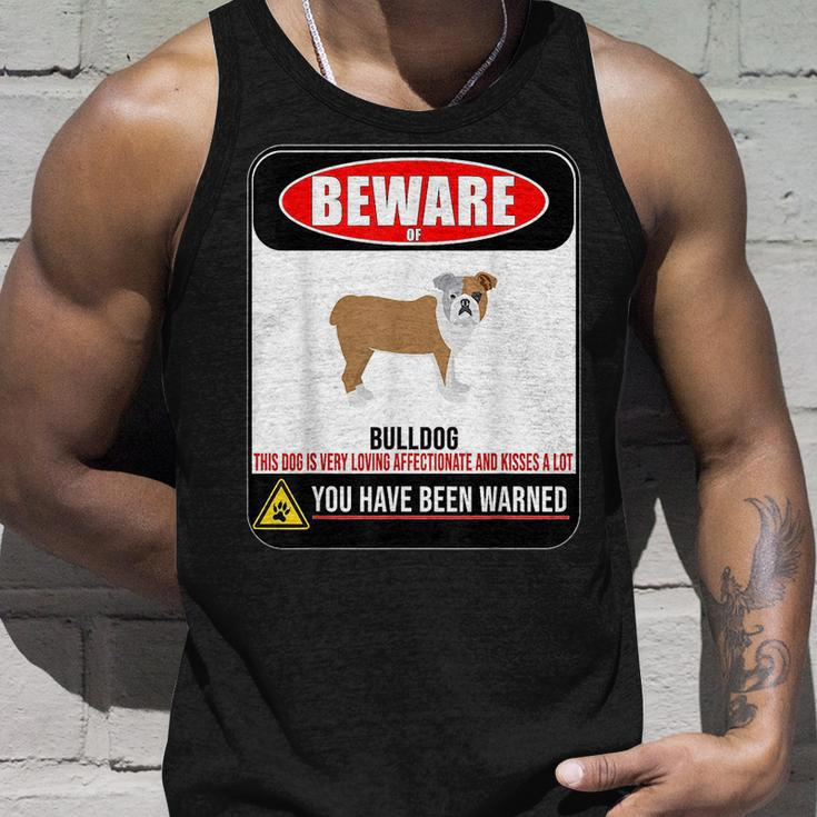 Beware Of BulldogFunny Warning Sign Unisex Tank Top Gifts for Him