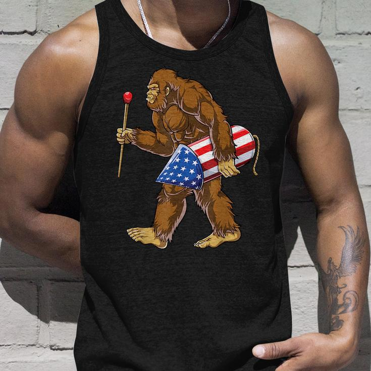 Bigfoot Fireworks 4Th Of July Men Sasquatch American Flag Us Unisex Tank Top Gifts for Him