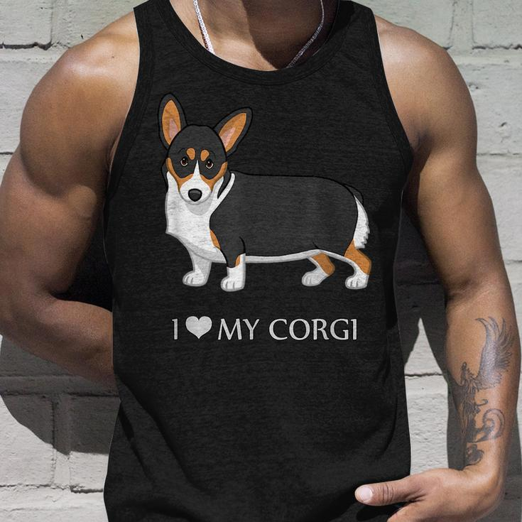 Black Tricolor I Love My Pembroke Corgi Dog Lovers Unisex Tank Top Gifts for Him