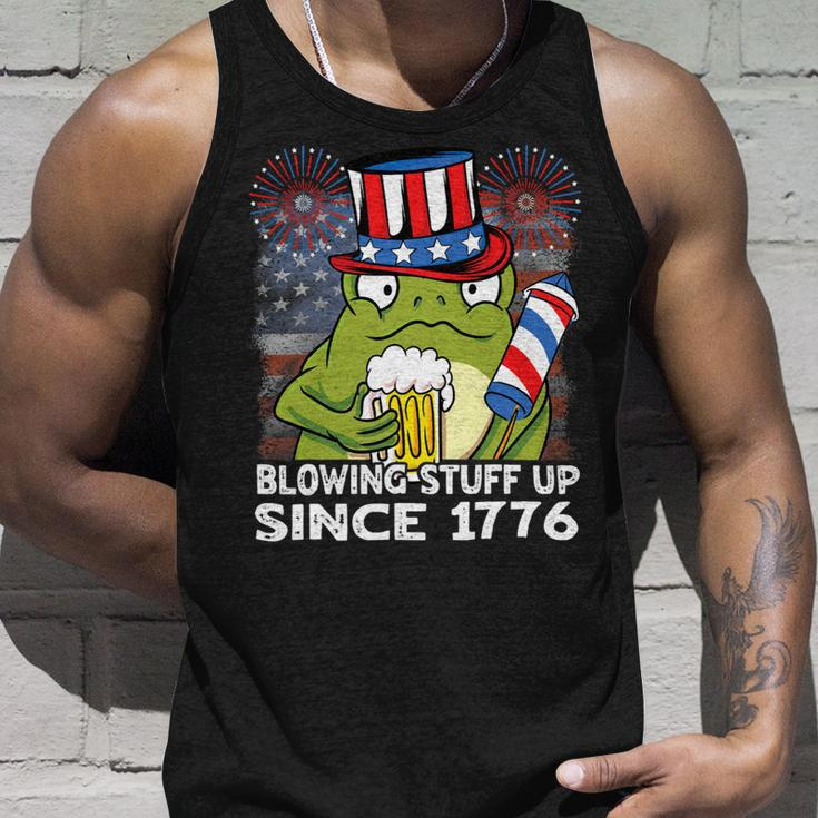 Blowing Stuff Up Since 1776 Funny 4Th Of July Frog Beer Unisex Tank Top Gifts for Him