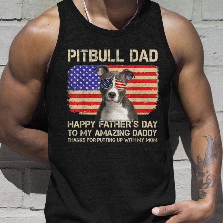 Blue Nose Pitbull Dad Happy Fathers Day To My Amazing Daddy Unisex Tank Top Gifts for Him