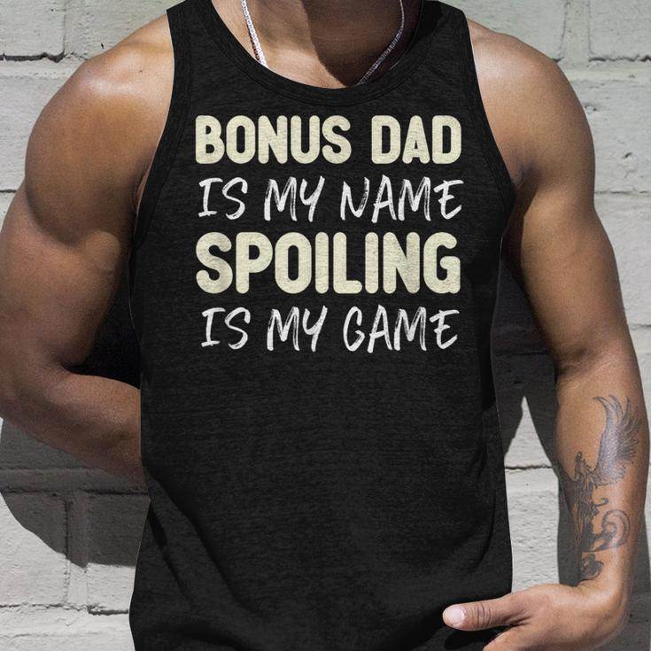 Bonus Dad Is My Name Spoiling Is My Game Funny Unisex Tank Top Gifts for Him