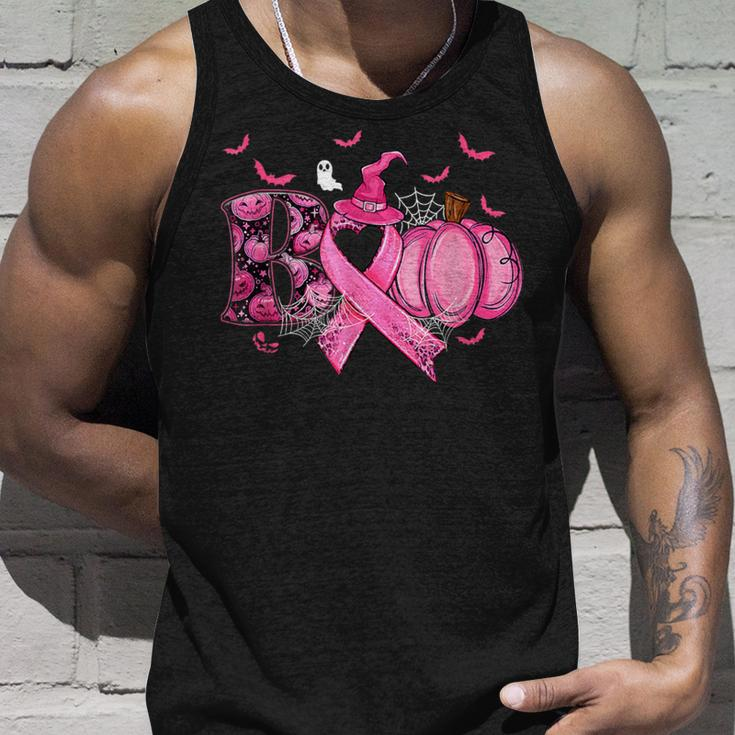 Boo Pumpkin Pink Ribbon Witch Breast Cancer Ghost Halloween Tank Top Gifts for Him