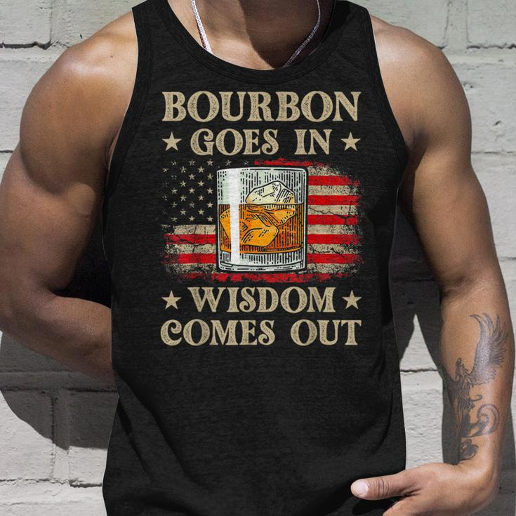 Bourbon Goes In Wisdom Comes Out Vintage Drinking Tank Top Gifts for Him