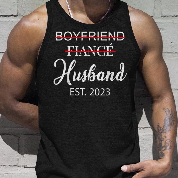 Boyfriend Fiancé Husband Wedding Just Married Est 2023 Tank Top Gifts for Him
