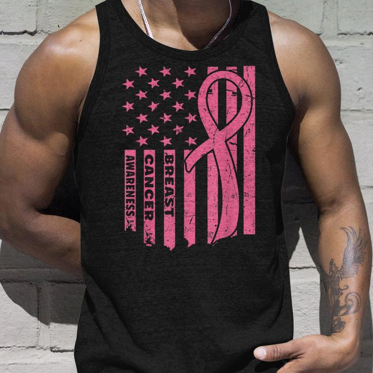 Breast Cancer Awareness Flag Usa Breast Cancer Warrior Tank Top Gifts for Him
